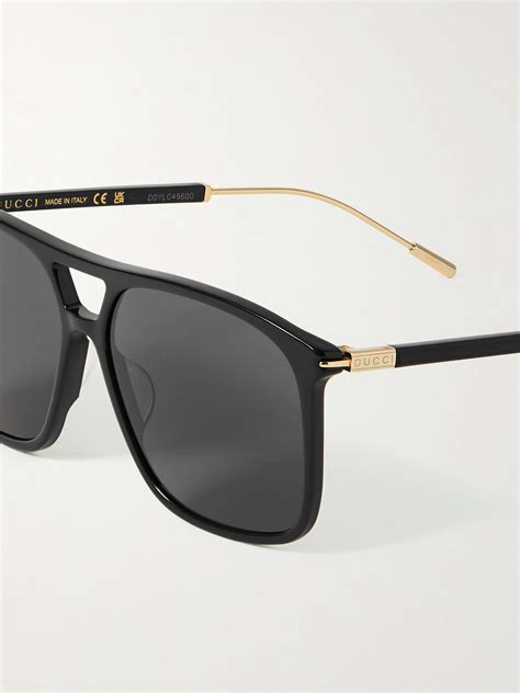 gucci aviator-style gold-tone optical glasses|gucci aviator sunglasses nylon arms.